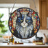 Cat Black & White Stained Glass Effect Suncatcher